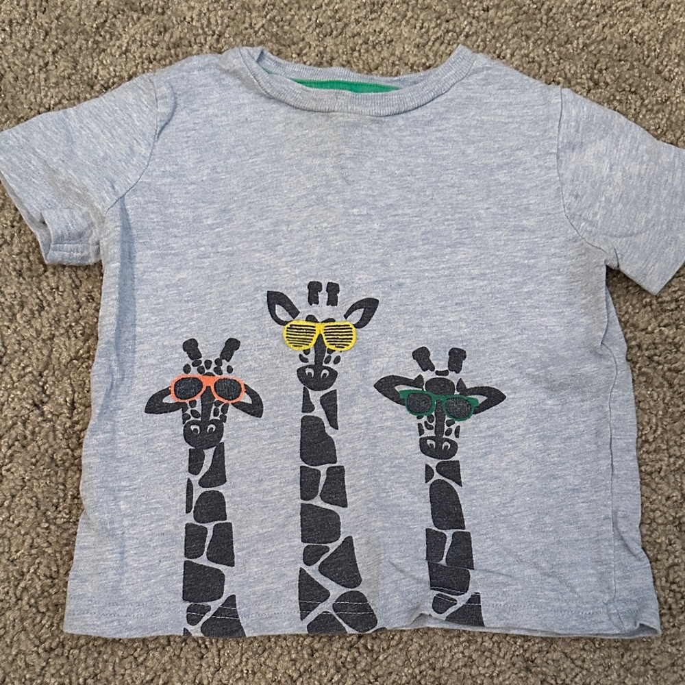 Boden Gray T-Shirt with Cool Giraffes
